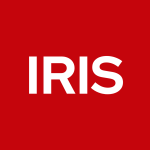 White text that reads IRIS on red background.