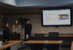 Students presenting their findings.